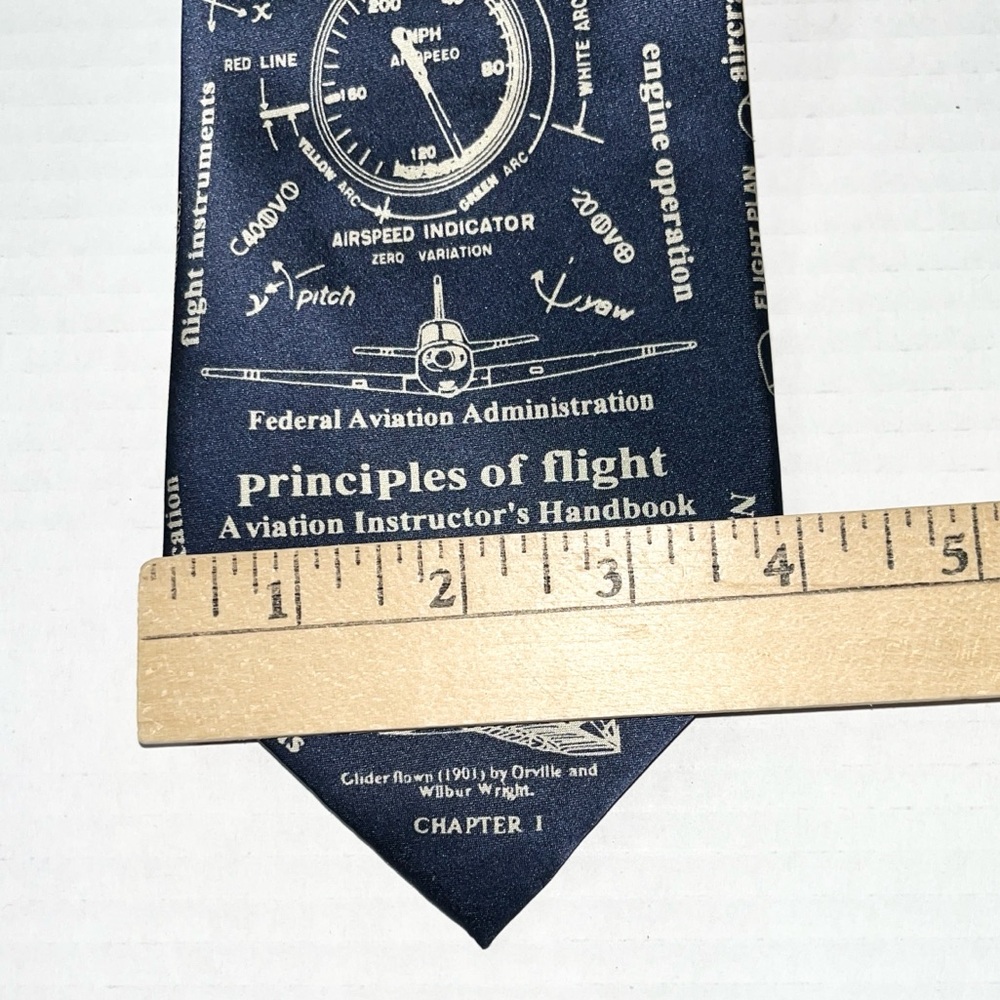 Museum Artifacts Tie Necktie OS Navy Wright Brothers 100% Silk Pilots History - Picture 3 of 4